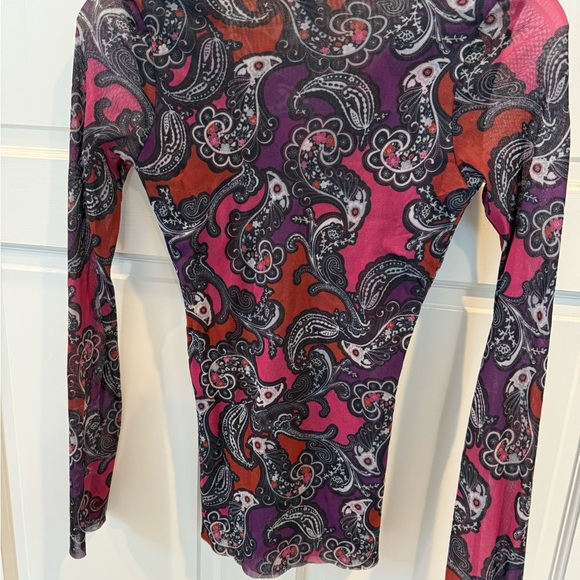 Sweet Pea Paisley Long Sleeve Top - Purple and Pink - Picture 2 of 5